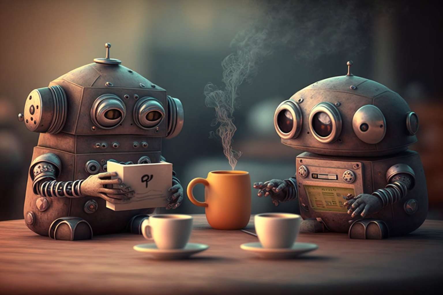 friendly robots doing group coaching